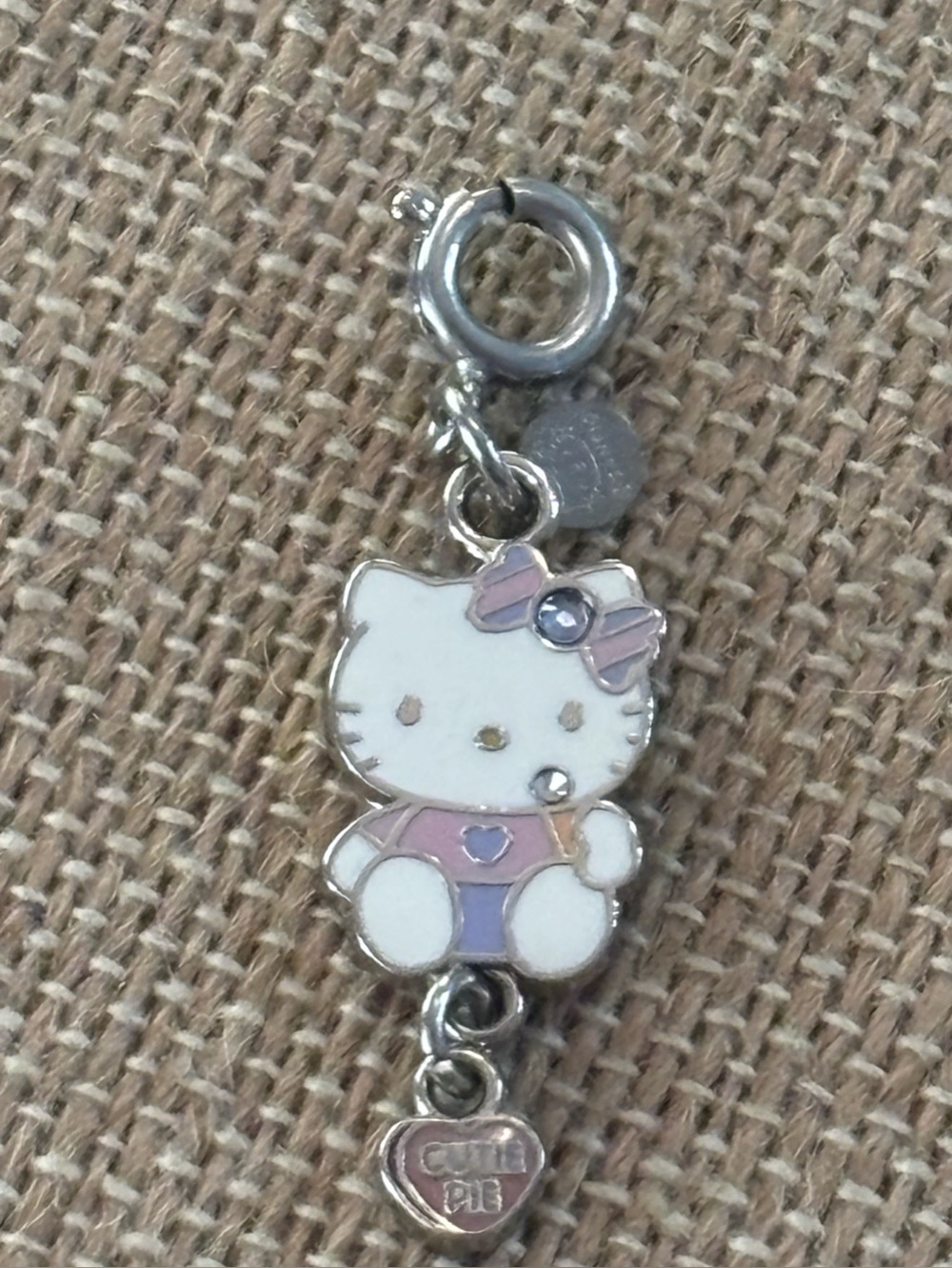 Sanrio Hello Kitty Enamel Dangle Cutie Pie Charm Hello Kitty Rhinestones